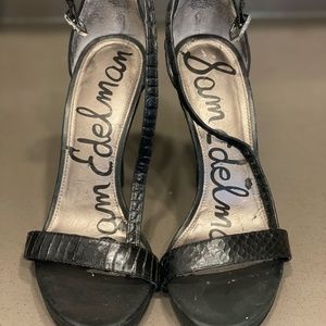 ✨ Unique Sam Edelman 'Eleanor' Black Leather Strappy Heels, Size 8.5M ✨